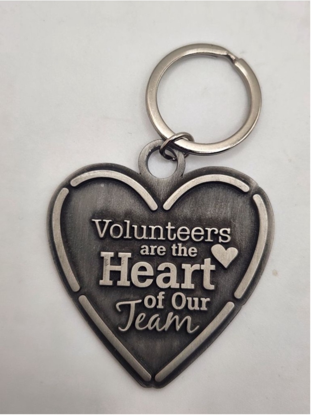 Volunteers are the Heart of Our Team Silver Heart Keychain Appreciation Gift